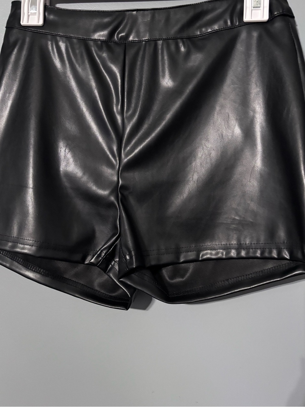 Faux Leather Black Women's Shorts